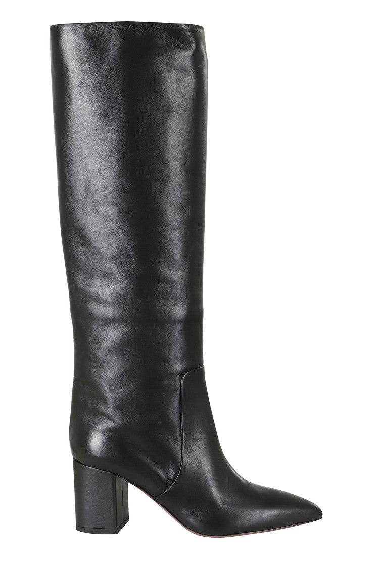 Paris Texas Black Anja 70 Square Heel Leather Boots