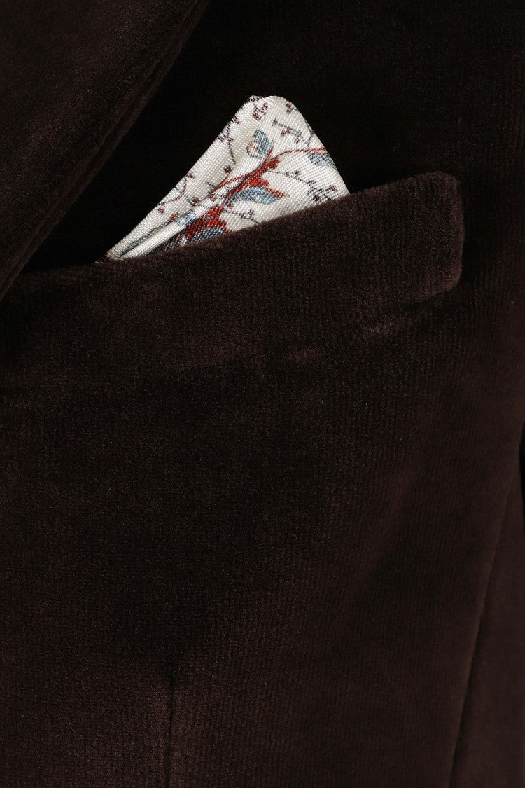 Circolo 1901 Brown Slim Single-Breasted Velvet Welt Pocket Jacket