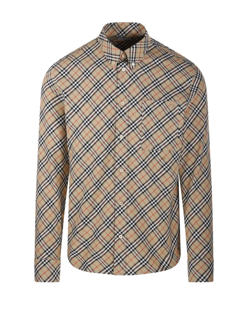 Burberry Plaid Pattern Button-Down Shirt