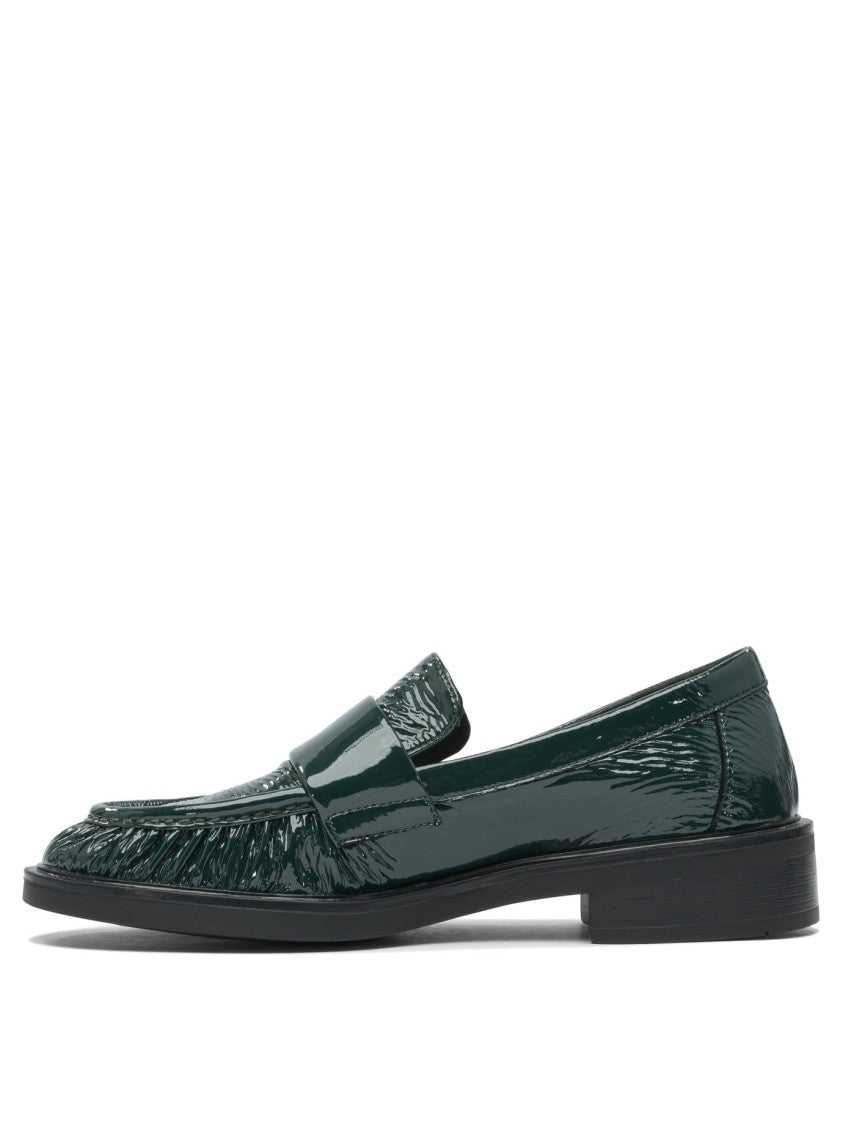 Strategia Glossy Textured Green Loafers