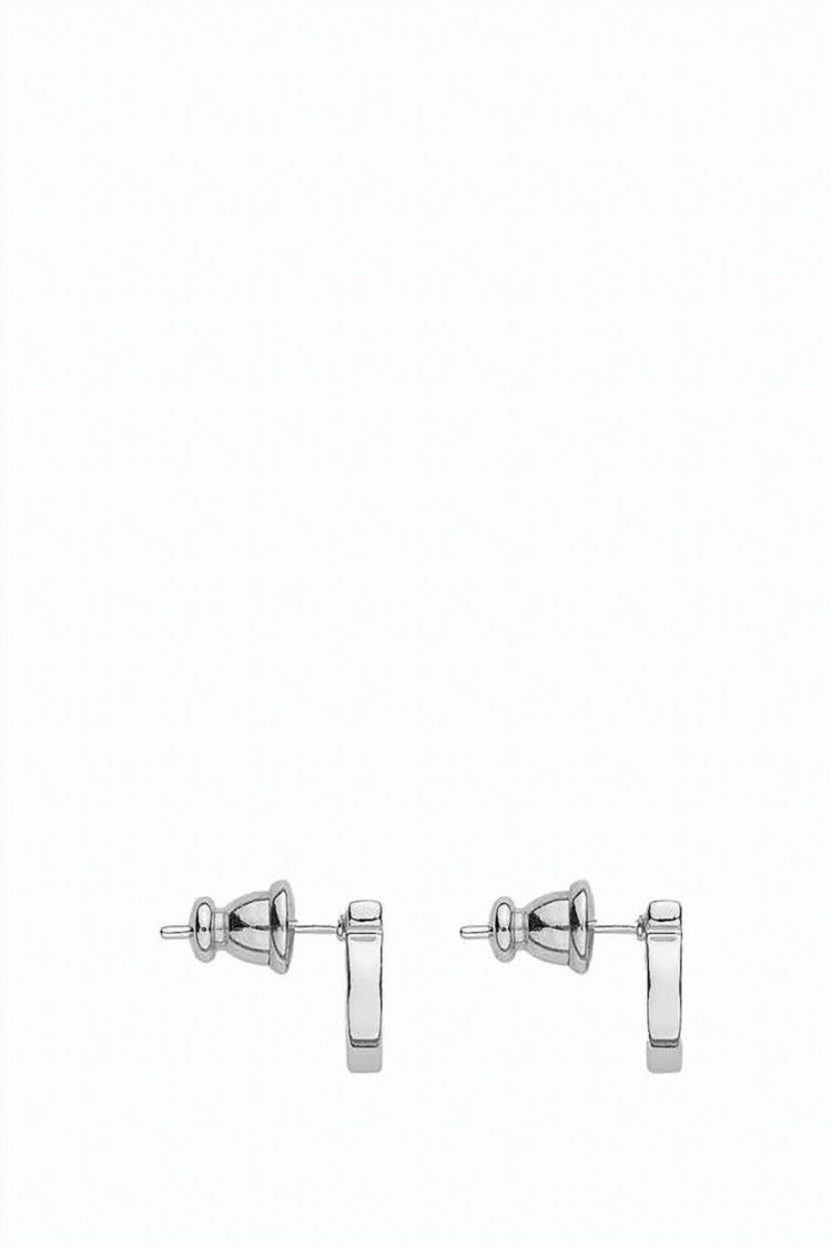 Salvatore Ferragamo Circular Motif Silver Earrings With Polished Finish