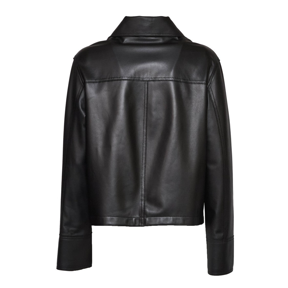 Sword Leather Button Up Collared Leather Jacket