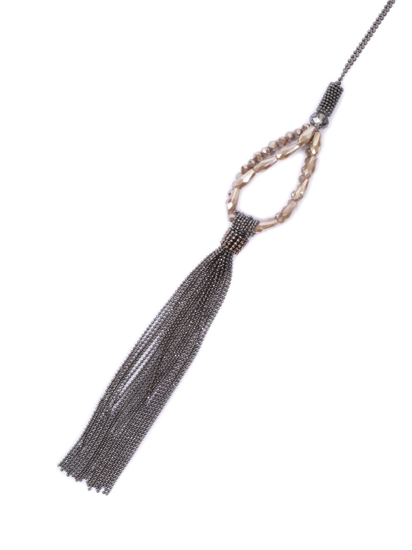 Peserico Teardrop Pendant Necklace With Flowing Tassel