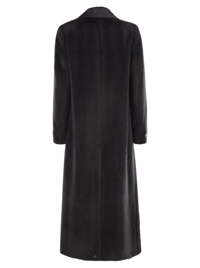 Peserico Long-Haired Coat In Alpaca And Wool