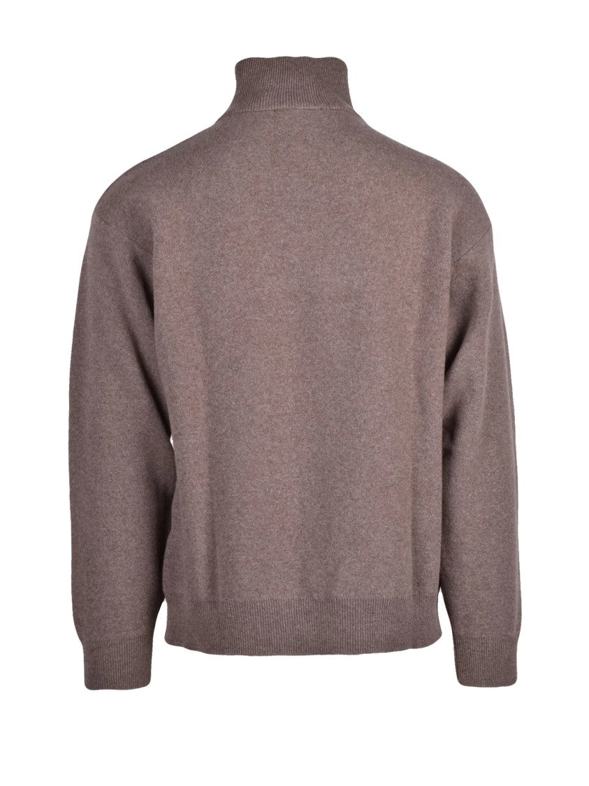 Daniele Fiesoli Zip Turtleneck Sweater In Extrafine Virgin Merino Wool And Cashmere