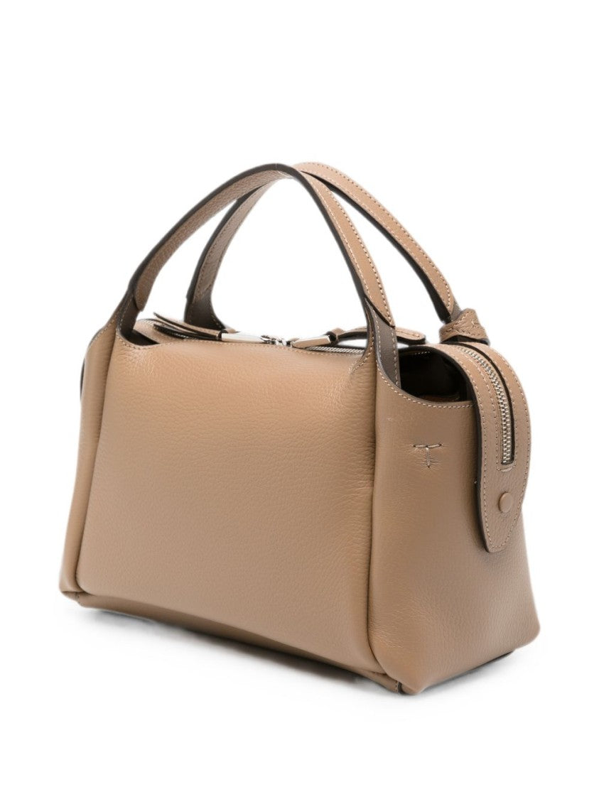Tod's Structured Brown Calfskin Handbag With Dual Top Handles