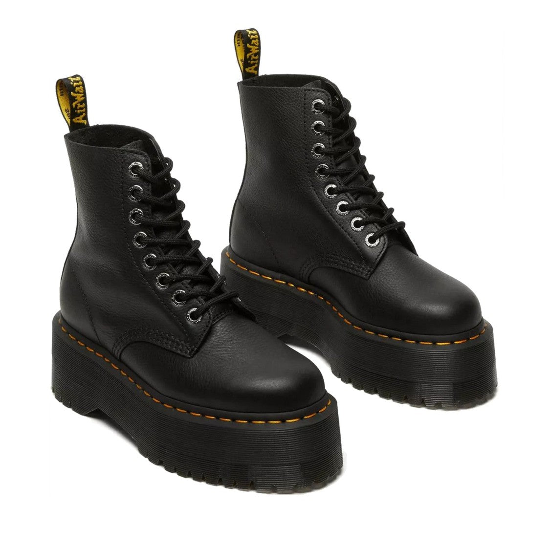 Dr. Martens Black 1460 Pascal Max Pisa Chunky Sole Leather Ankle Boots
