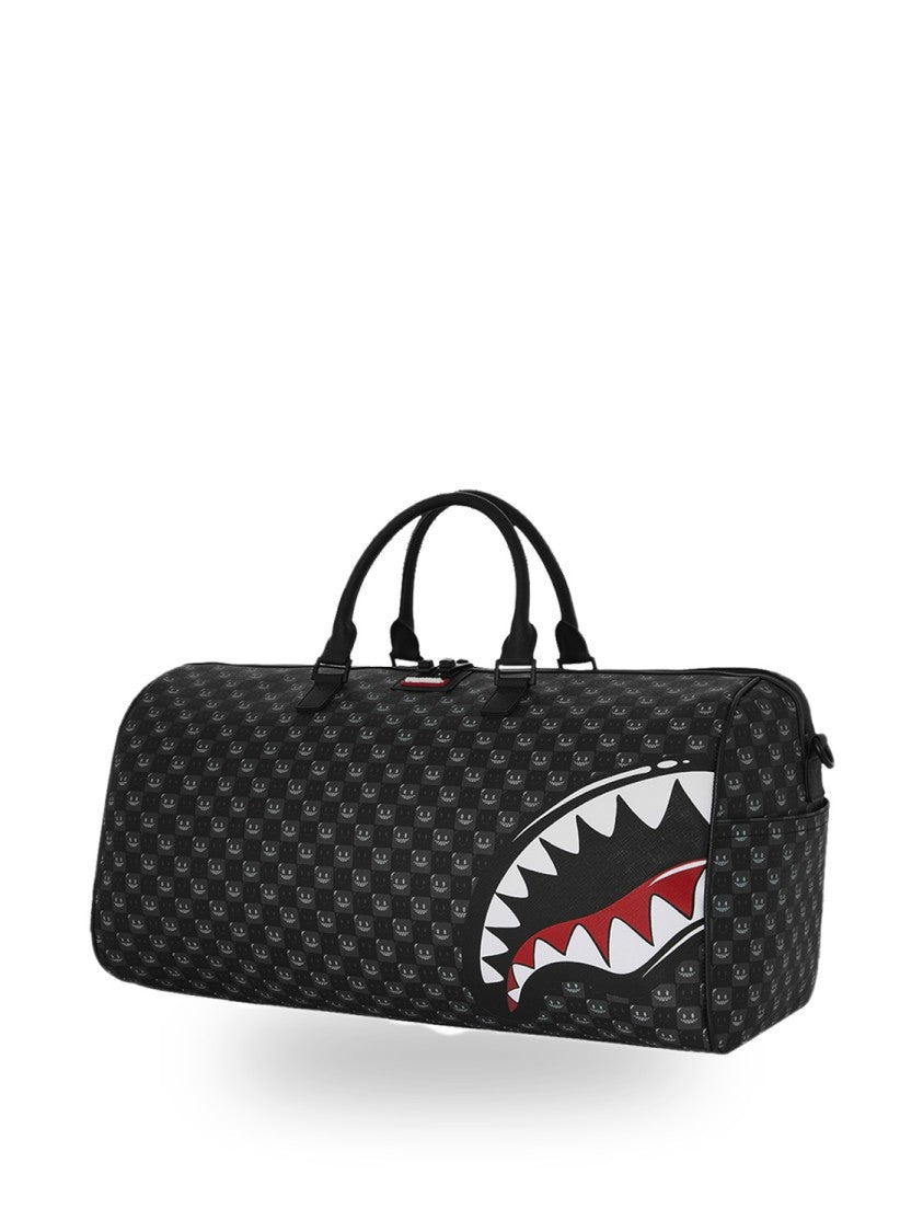 Sprayground Black Sharks In Paris Wtf Bubble Check Duffle Bag