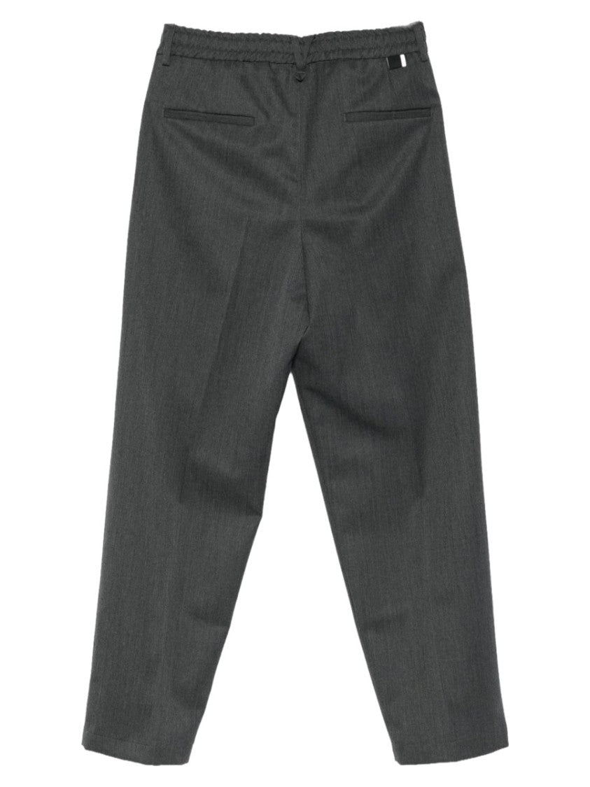 Low Brand Grey Pleated Wool-Blend Formal Pants