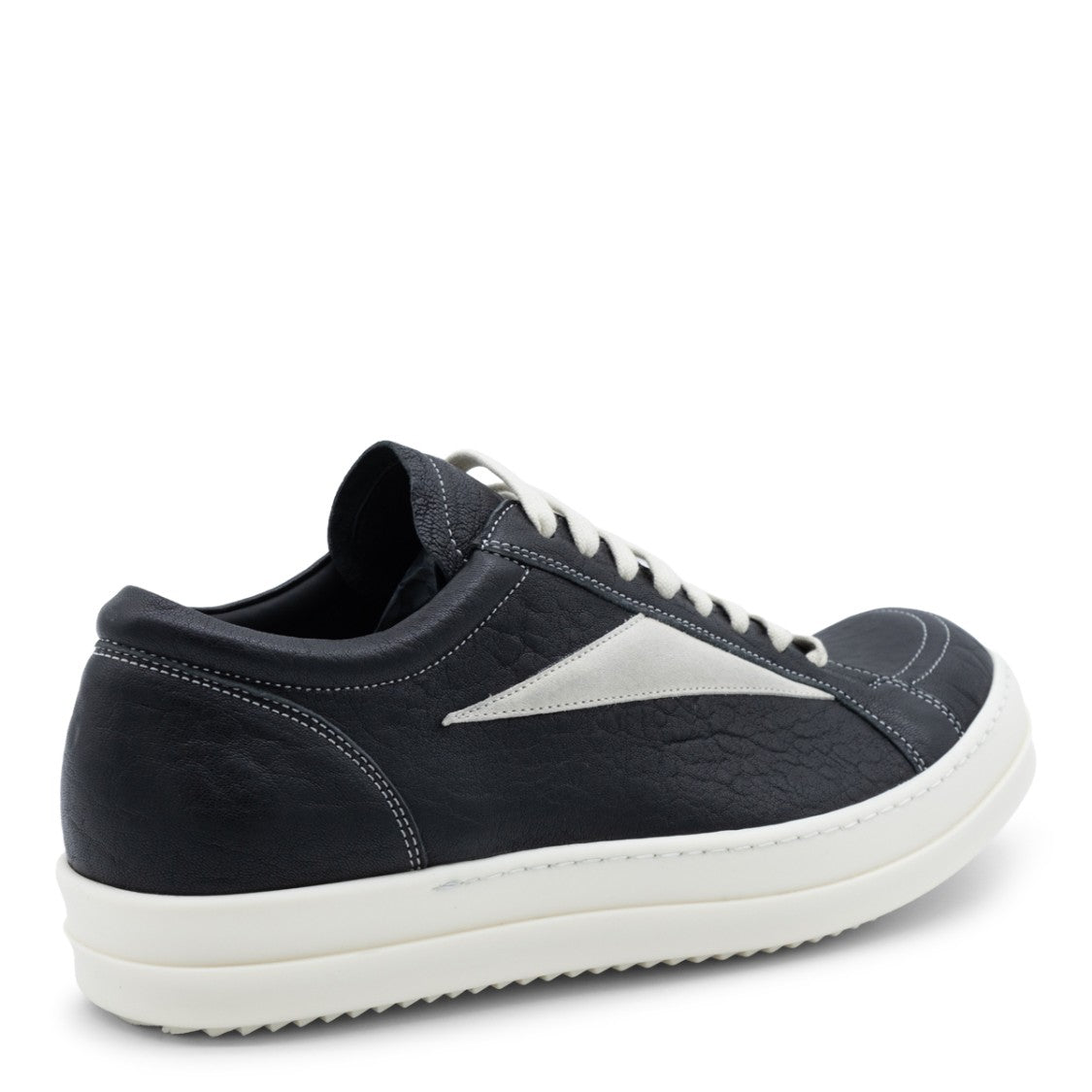 Rick Owens Angular White Stripe Black Leather Sneakers