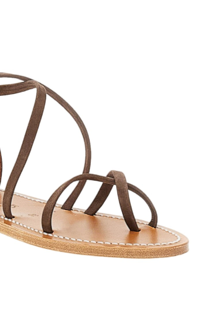 K Jacques St Tropez Brown Katano Leather And Suede Sandals