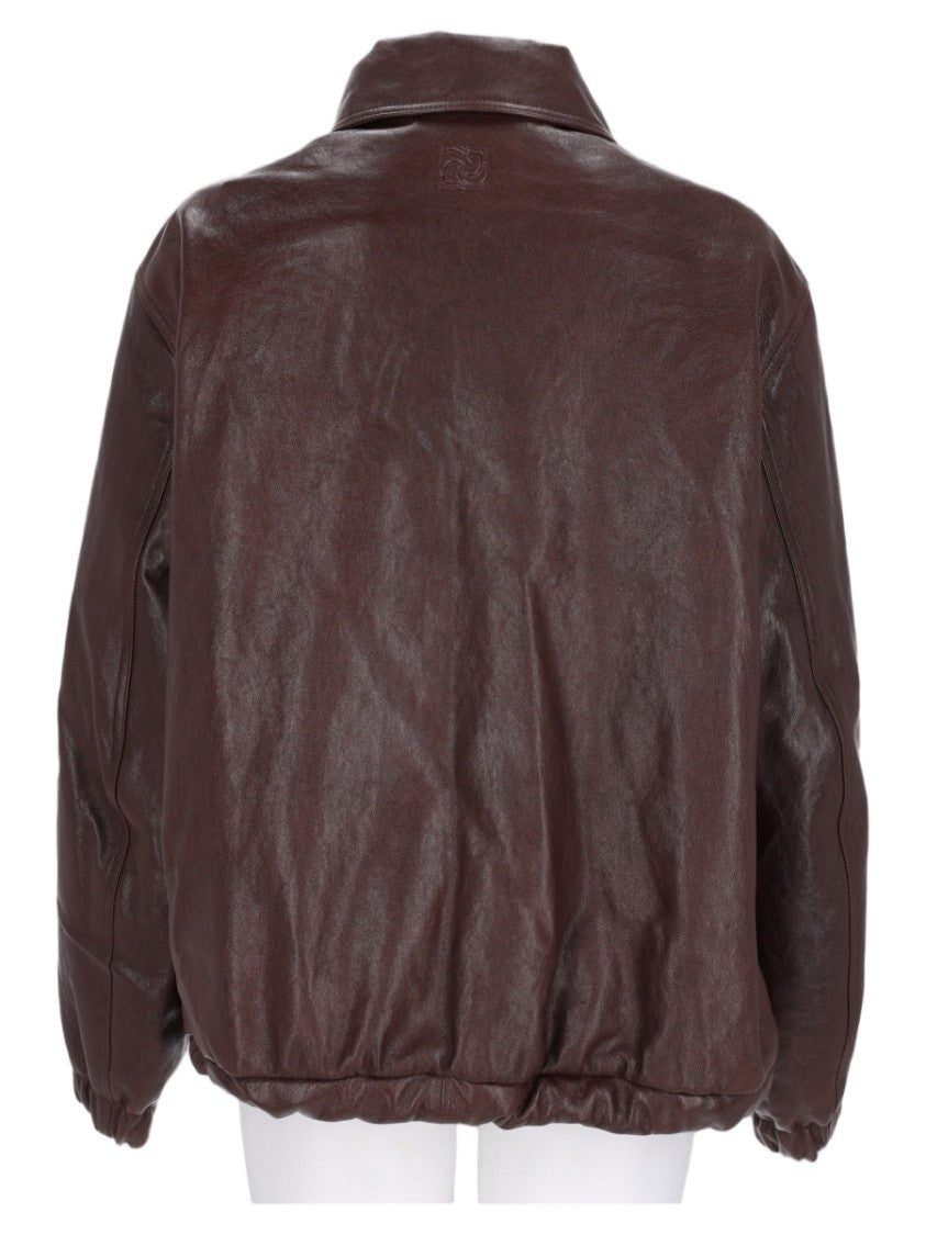 Magda Butrym Brown Elasticated Hem Sheepskin Leather Jacket