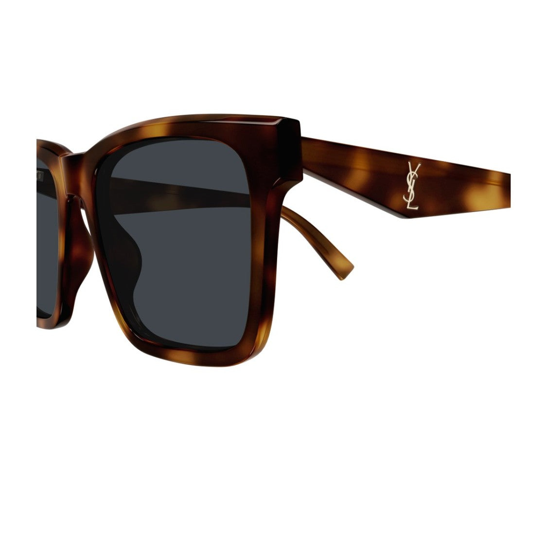 Saint Laurent Havana Linea Monogram Recycled Acetate Square Sunglasses
