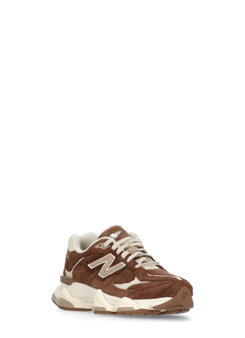 New Balance Brown Leather And Fabric Sneakers With Iconic Branding