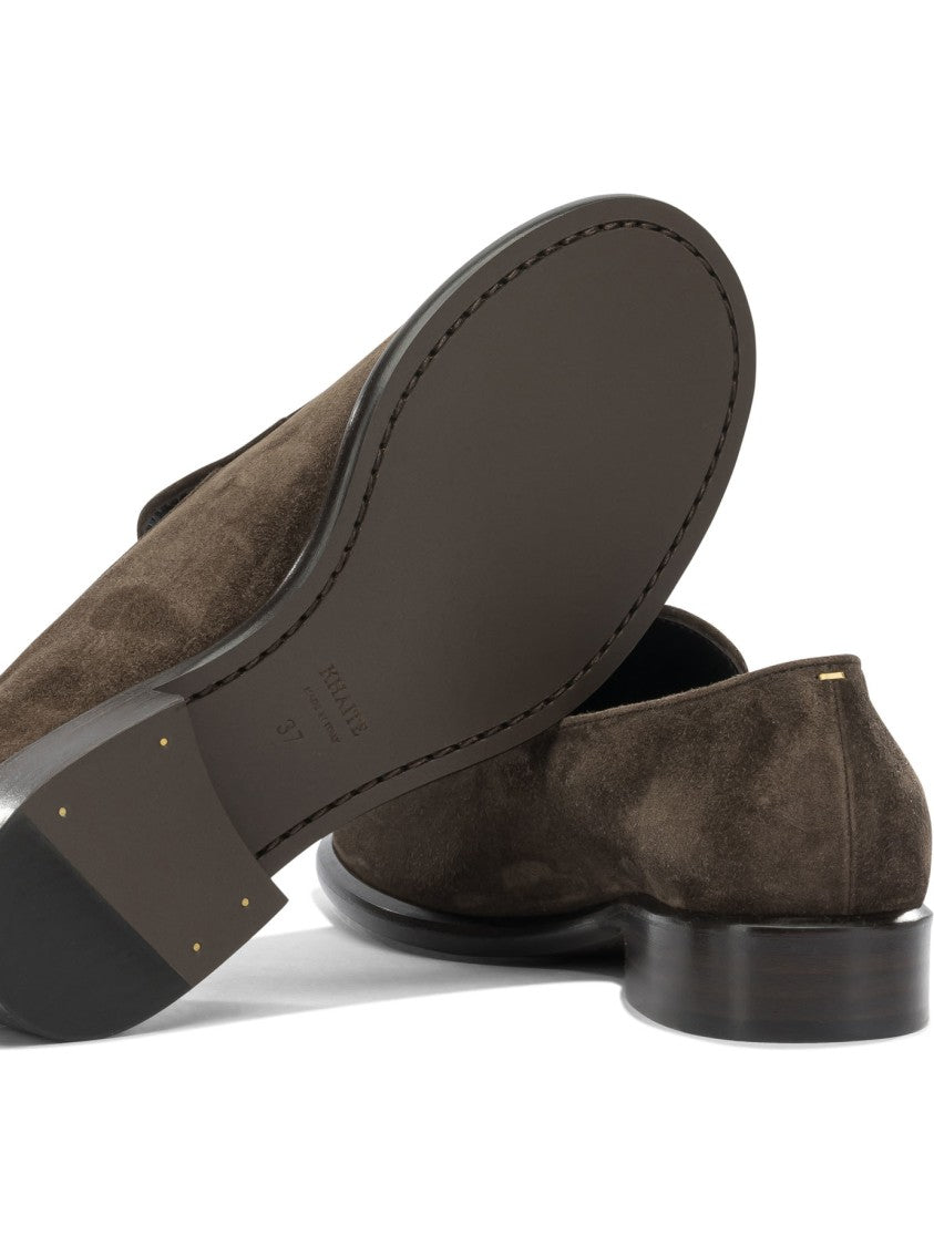 Khaite Chocolate Brown Suede Loafers