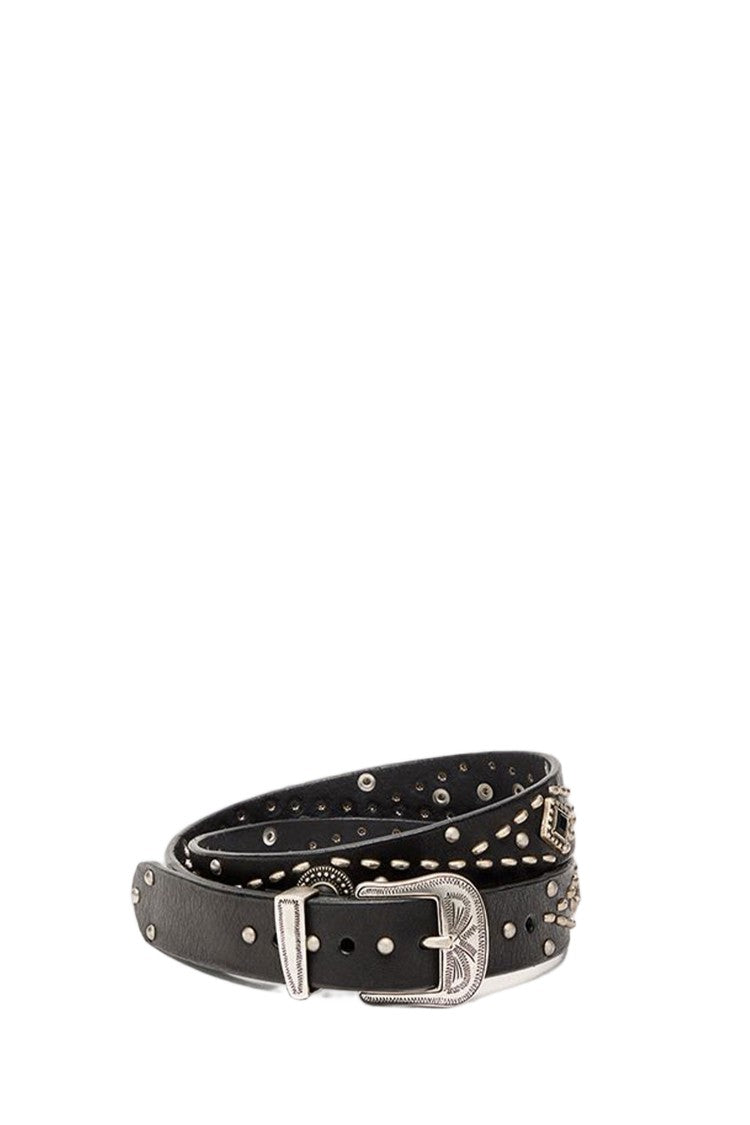 Golden Goose Washed Leather Belt With Metallic Studs