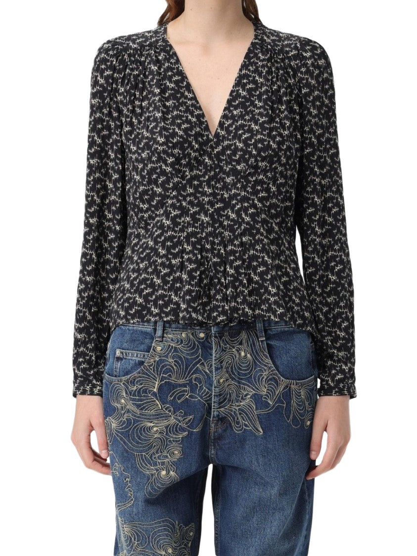 Isabel Marant Floral-Pattern V-Neck Tunic With Pleated Waist