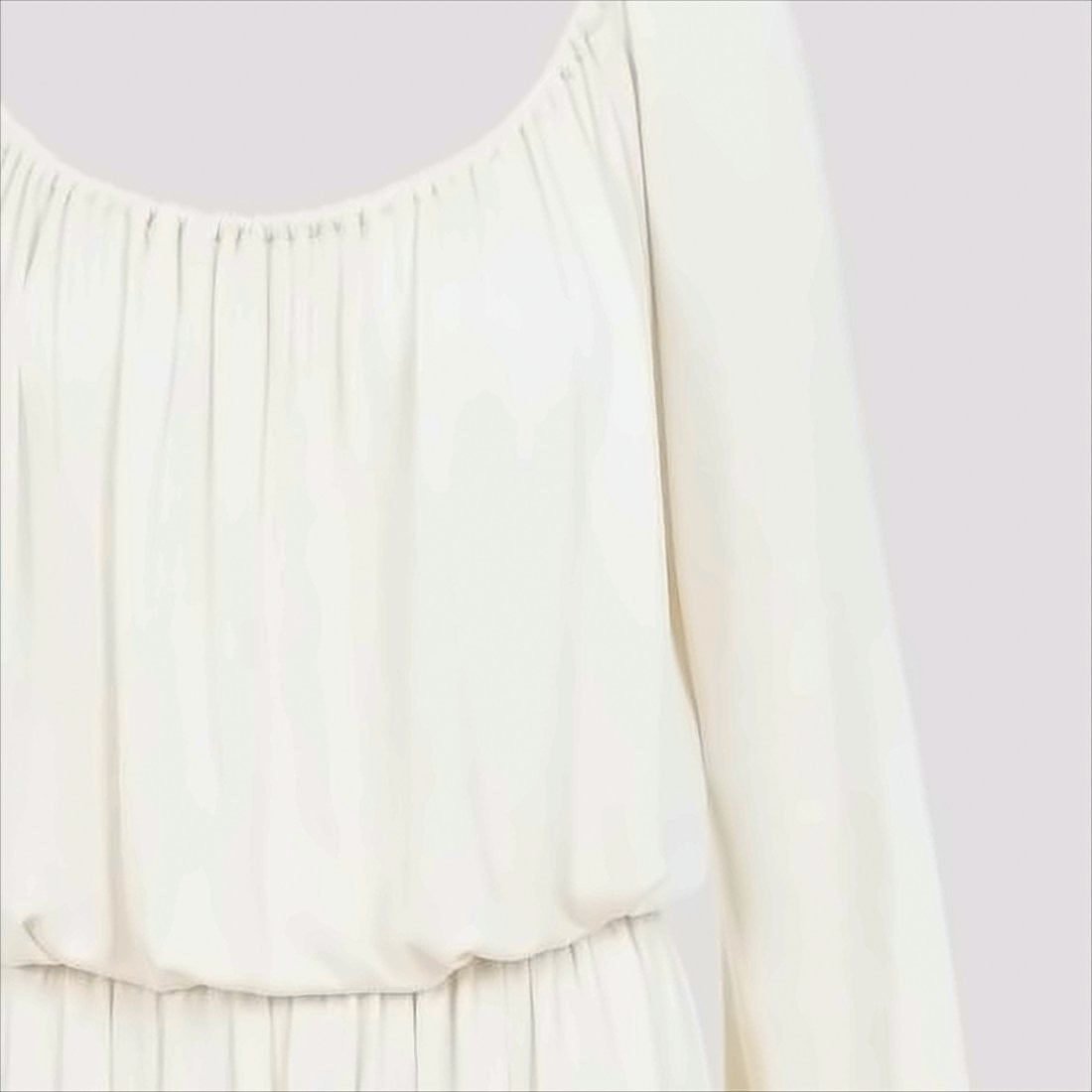 Saint Laurent Fluid White Mini Dress With Long Sleeves