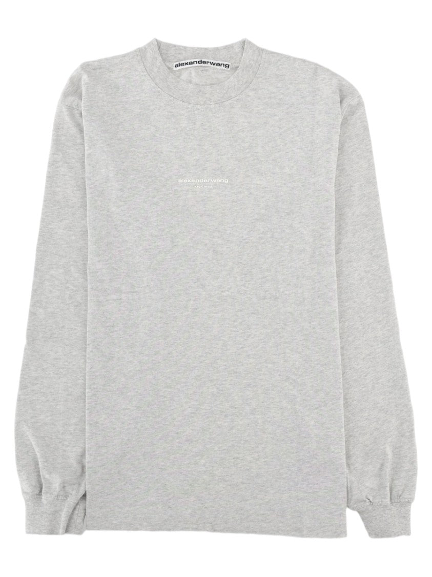 Alexander Wang Heather Grey Long-Sleeve Logo T-Shirt