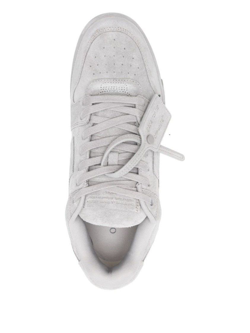 Off-White Chunky Sole Sneakers With Mixed Material Design