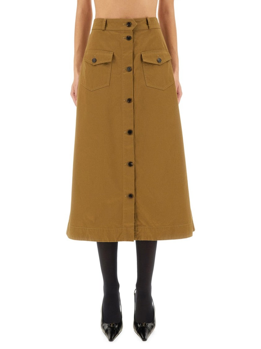 Saint Laurent Structured A-Line Midi Skirt