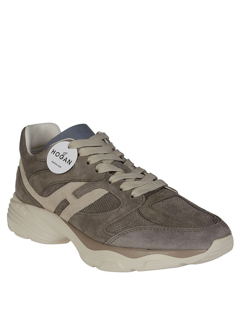 Hogan Layered Suede And Mesh Casual Sneakers