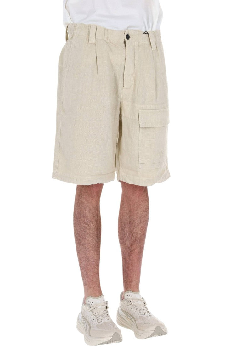 C.P. Company Cream Sak Linen Cargo Shorts
