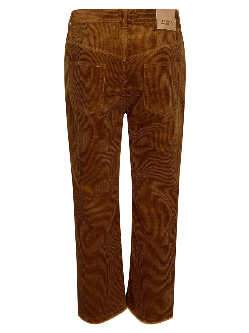 Isabel Marant Ruthie-Gb Cropped Brown Corduroy Straight-Leg Pants