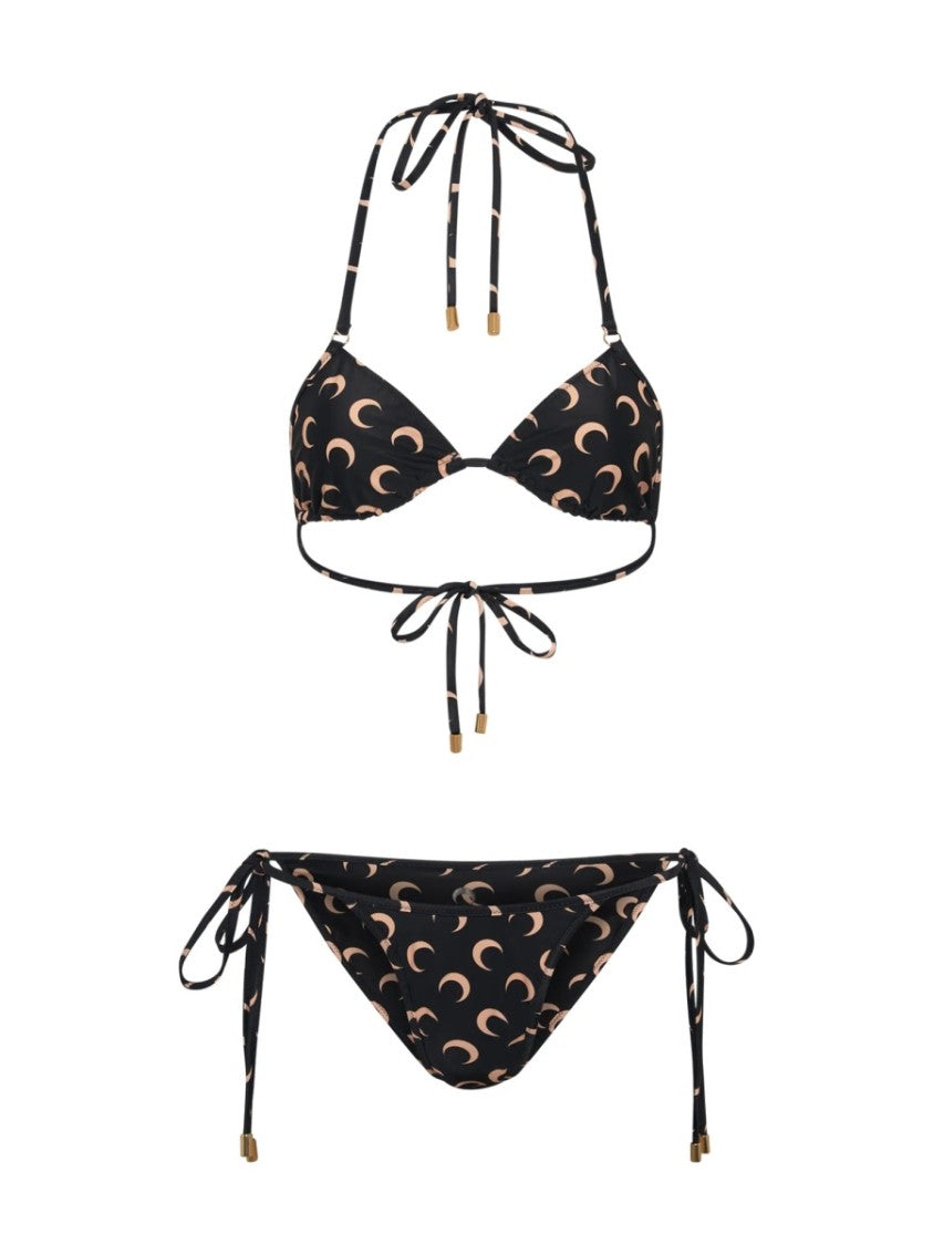 Marine Serre Triangle Jersey Bikini Set With Crescent Moon Pattern