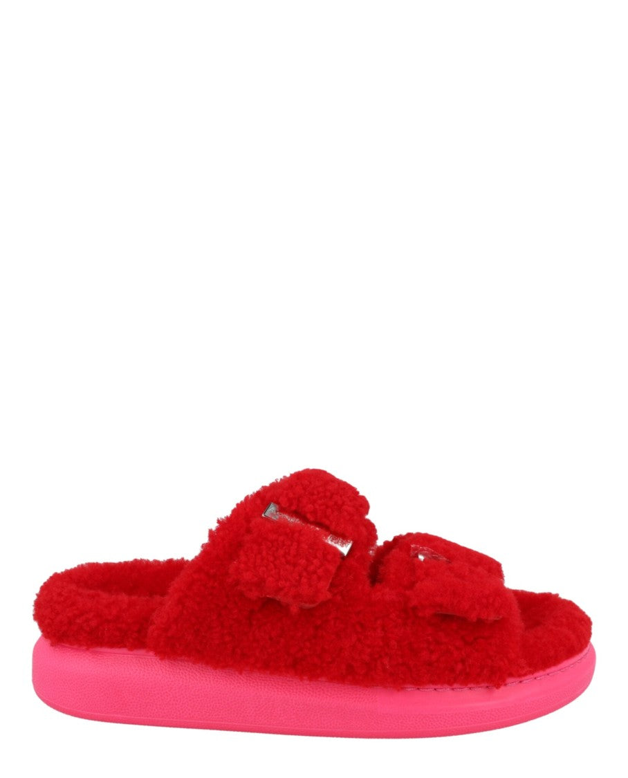 Alexander Mcqueen Shearling Slide Sandals