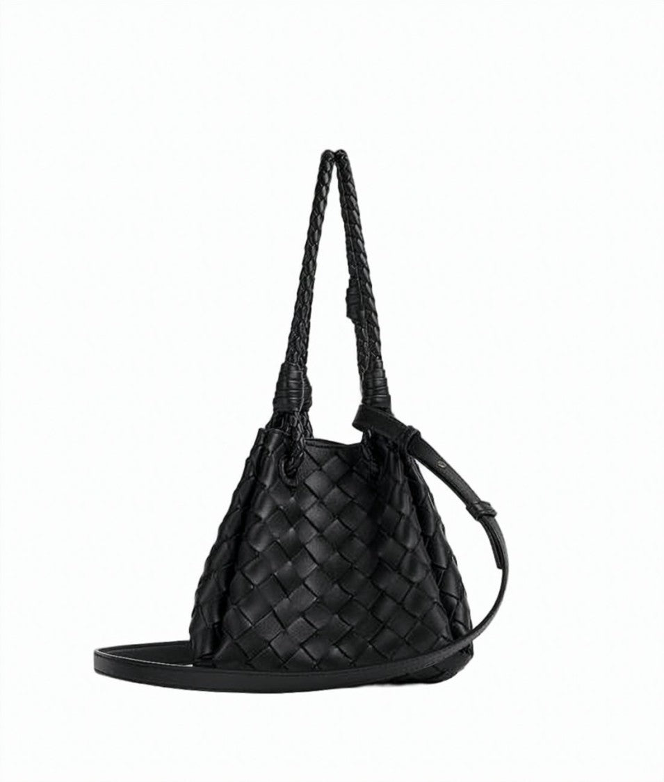 Bottega Veneta Intricate Woven Small Shoulder Bag With Braided Handle