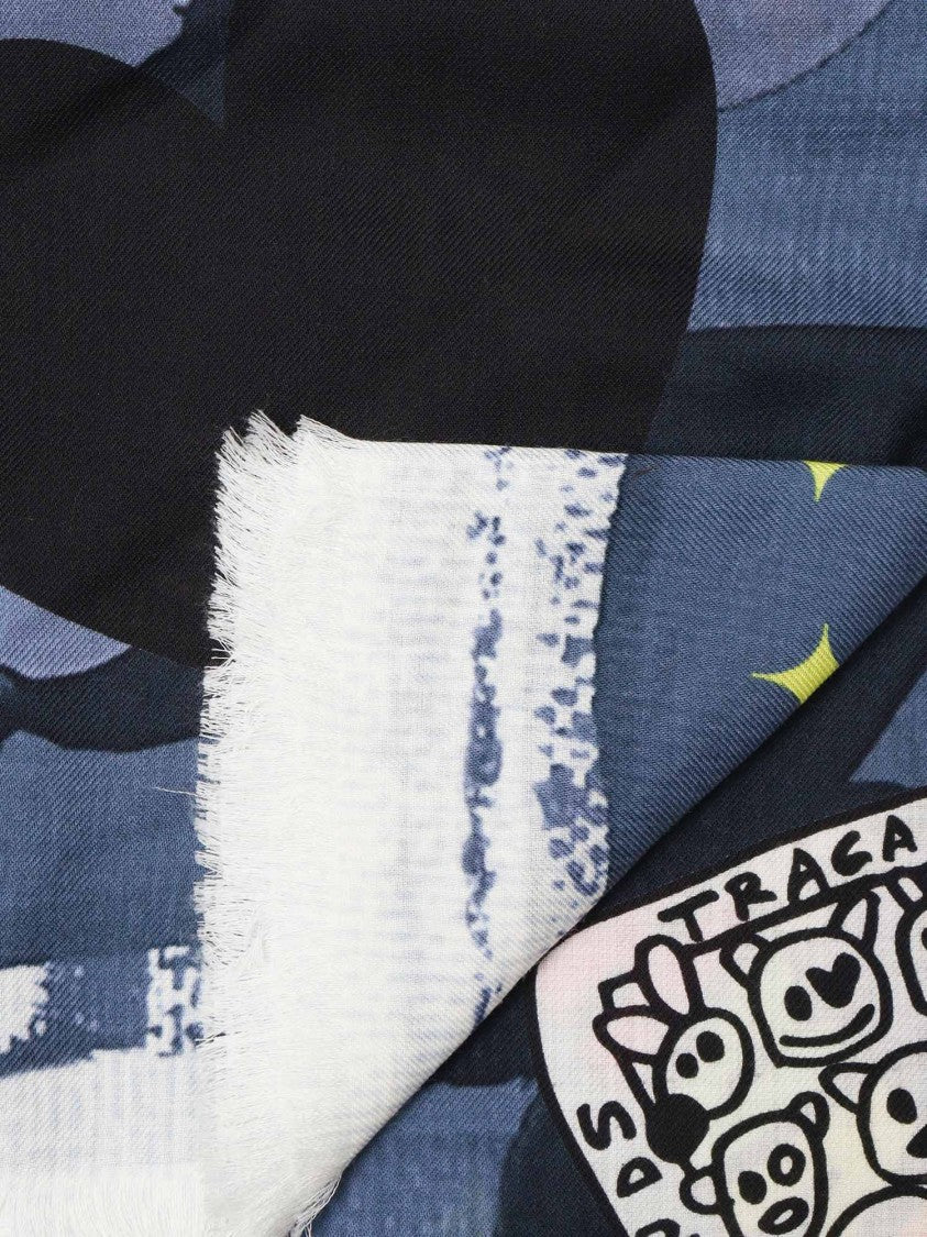 Destin Wool Square Scarf With Fringed Edges