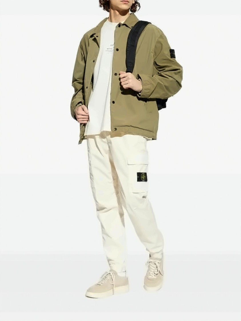 Stone Island Lightweight Brown Jacket With Button-Up Front