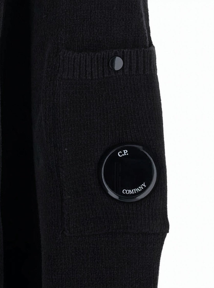 C.P. Company Chenille Cotton Polo Sweater With Unique Lens Detail