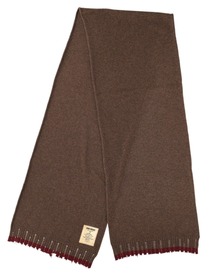 Uma Wang Brown Fringed Cashmere Scarf