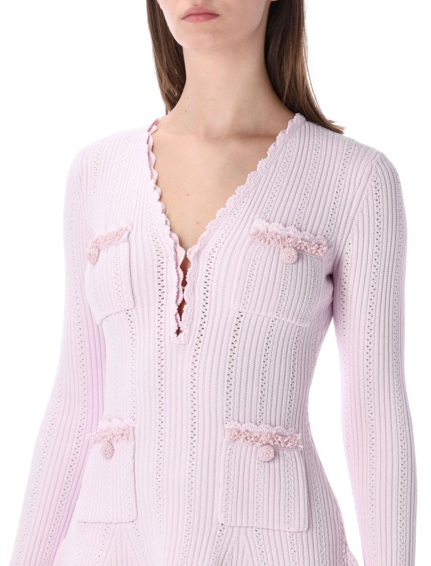 Self-Portrait Pearl Knit Mini Dress
