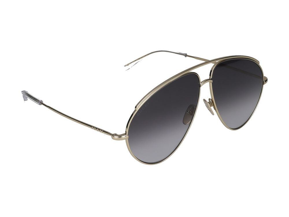 Gucci Gold Gradient Grey Lenses Aviator-Style Sunglasses