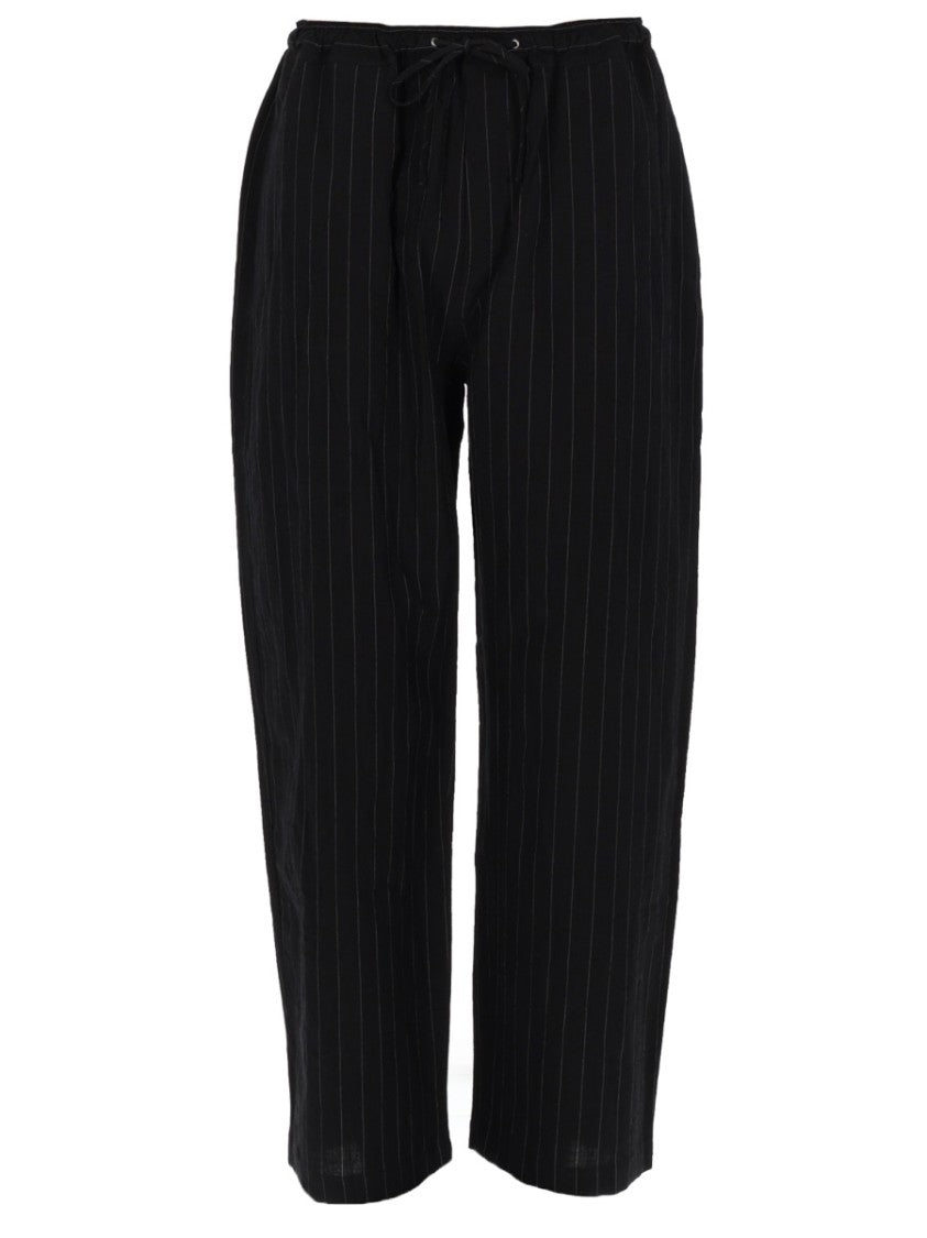 Studio Nicholson Drawcord Relaxed Fit Vertical Stripes Cotton-Blend Straight-Leg Pants