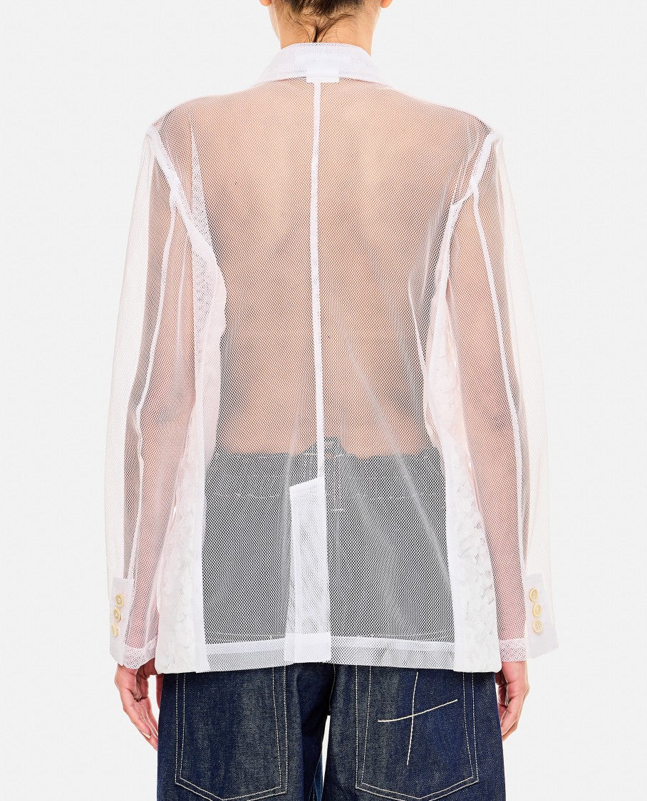 Comme Des Garçons Tulle Blazer Jacket With Micro-Flower Overlay