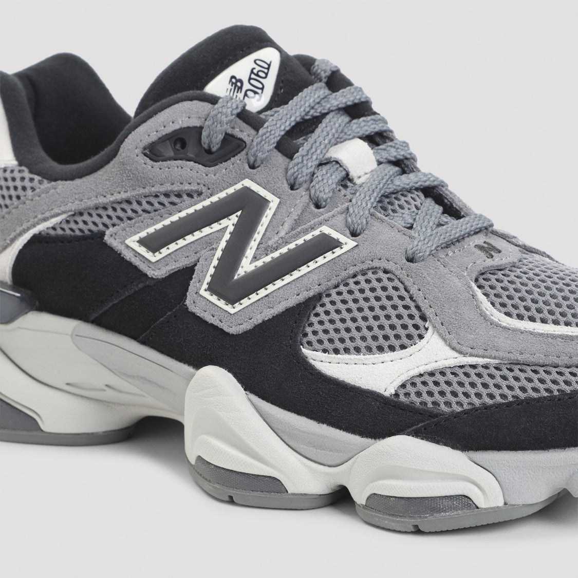 New Balance 9060 Grey And Black Leather Sneakers