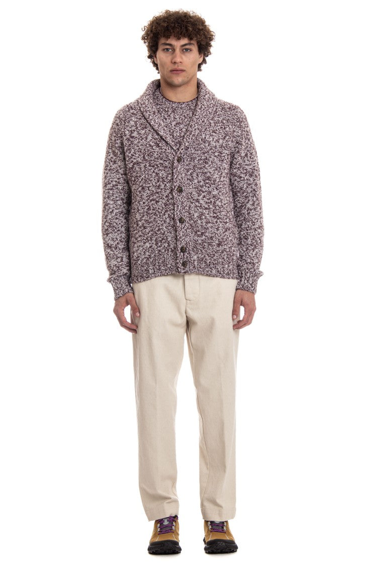 Barba Shawl Collar Virgin Wool Moulinè Sweater