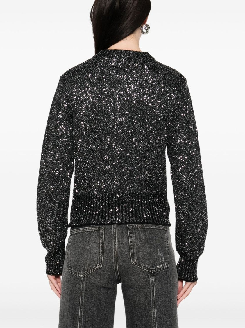 Golden Goose Cropped Black Sweater With Sparkling Finish