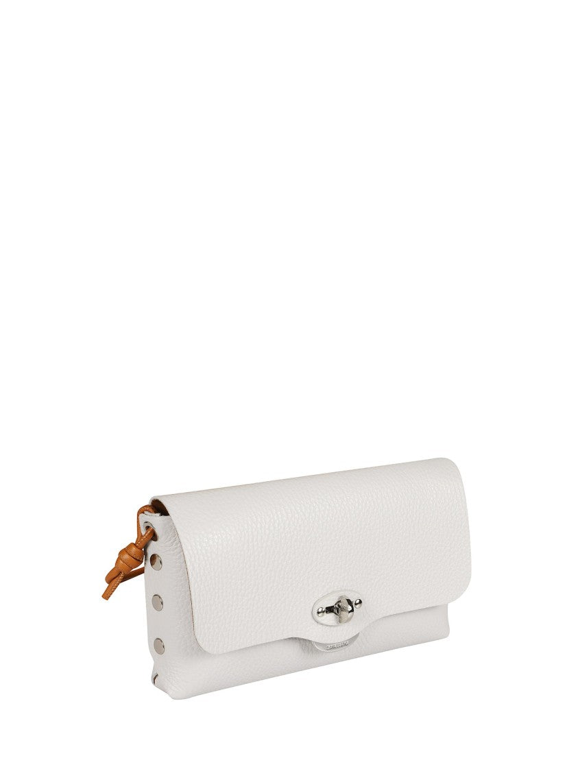 Zanellato White Pebbled Texture Silver-Tone Turn-Lock Shoulder Bag