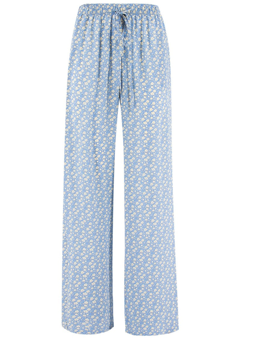 Ermanno Scervino Fluid Silk Trousers With Floral Print