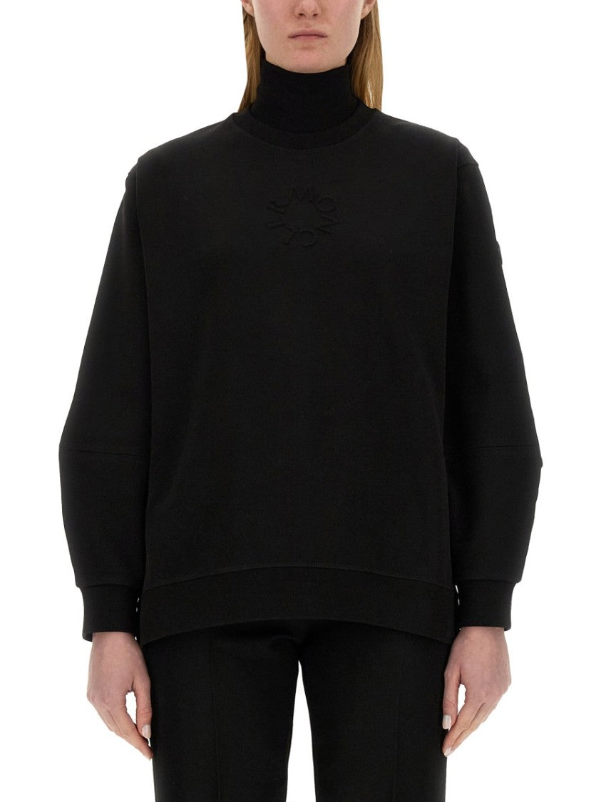 Moncler Cotton Crew Neck Sweatshirt With Signature Logo