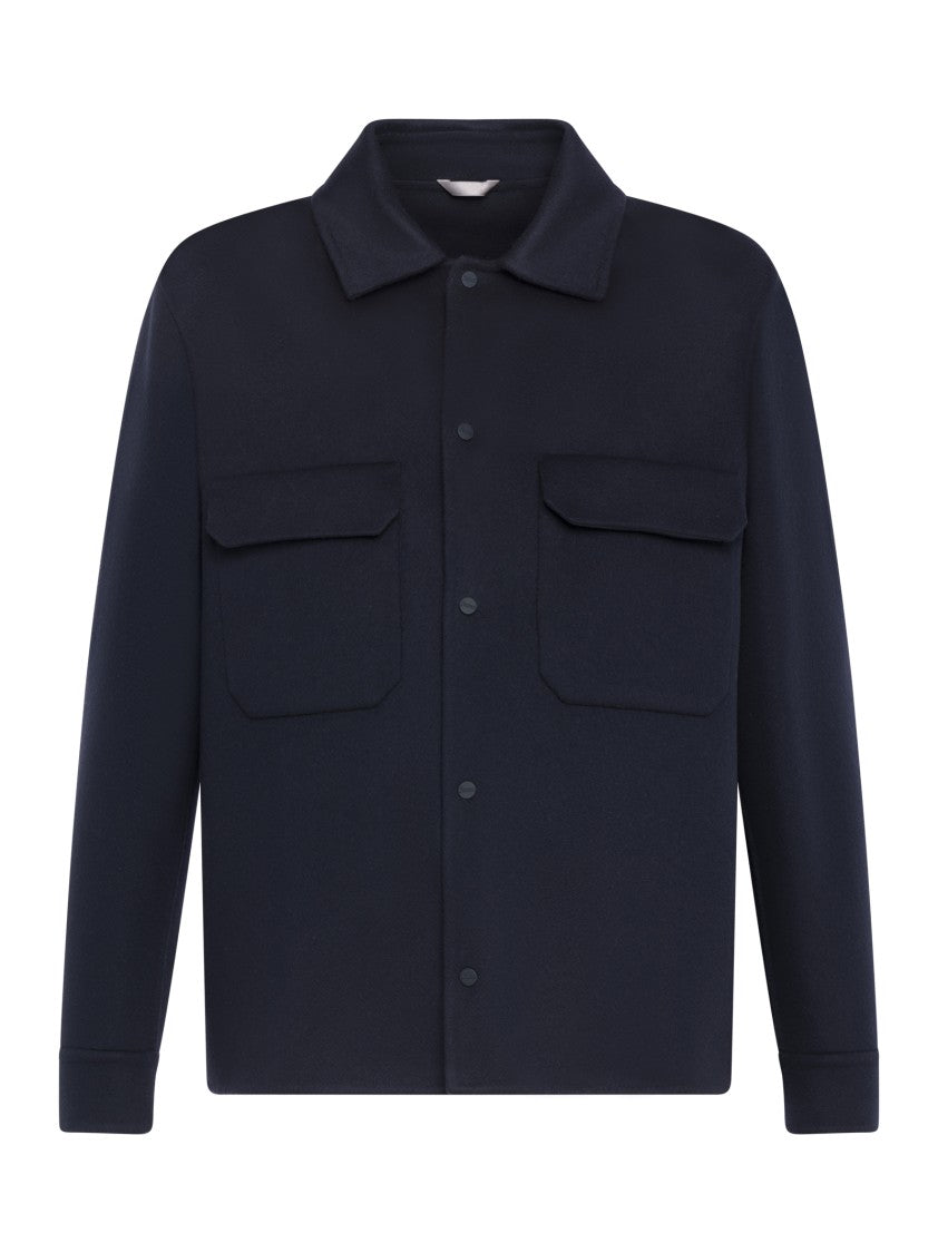 Herno Structured Blue Jacket With Classic Collar