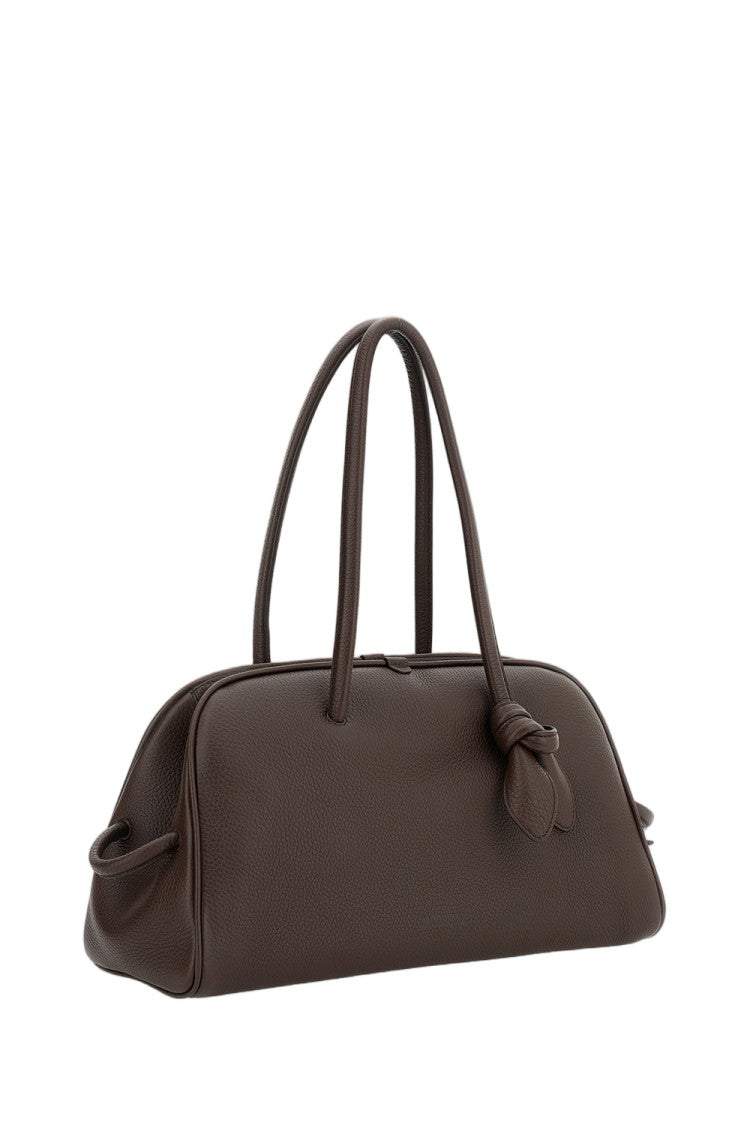 Jacquemus Hammered Leather Bowling Bag With Bow Detail