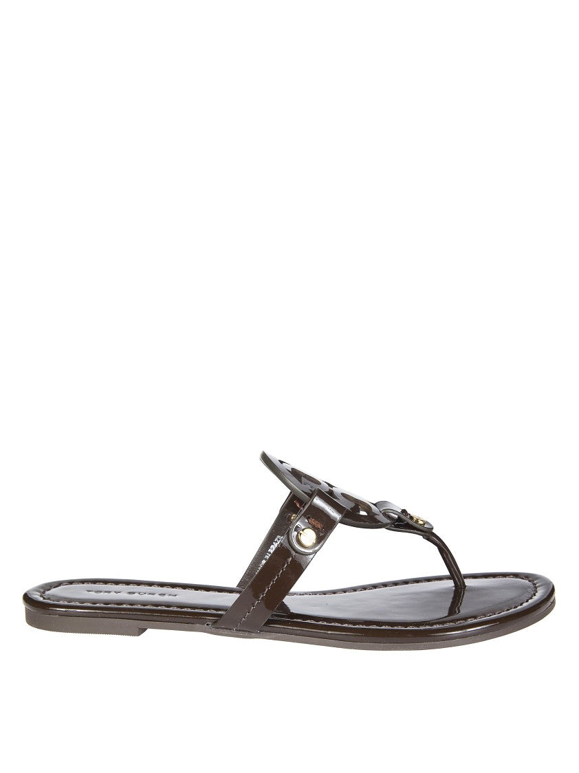 Tory Burch Glossy Bovine Leather Cut-Out Sandals