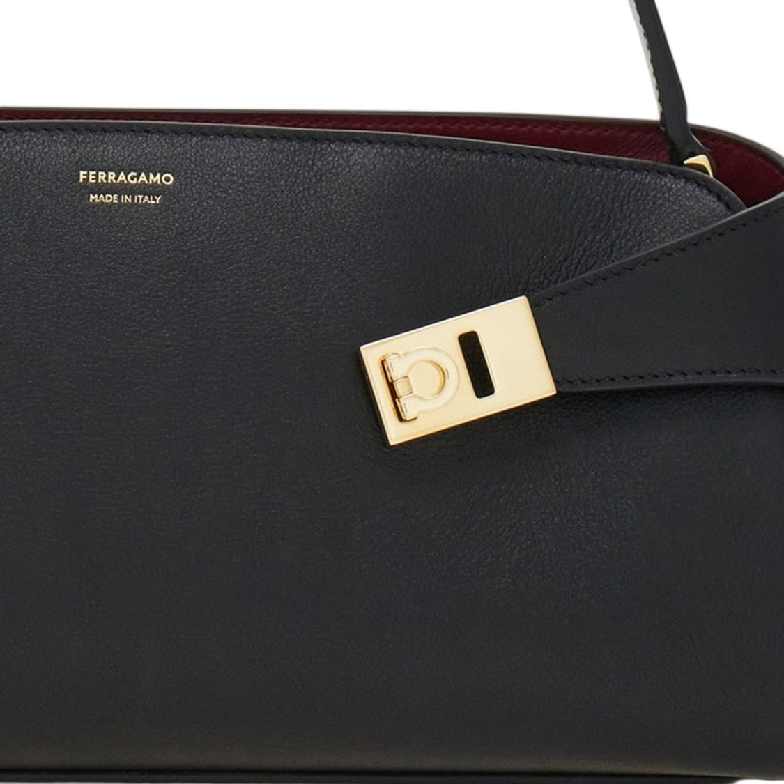 Salvatore Ferragamo Embossed Leather Shoulder Bag With Gancini Buckle Closure