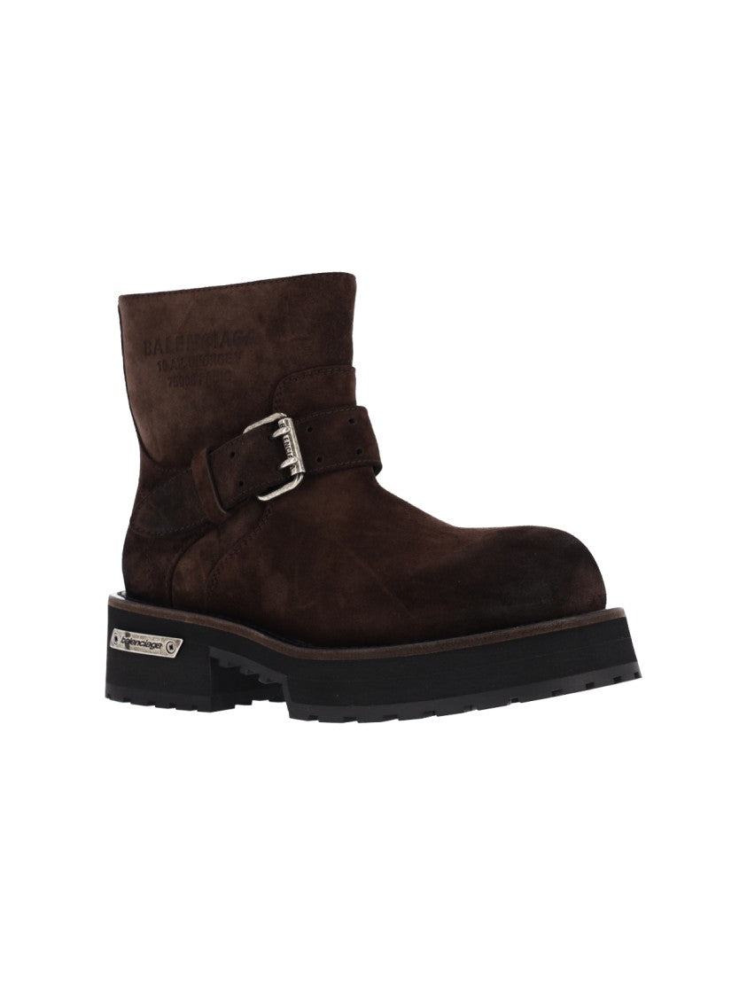 Balenciaga Brown Venom Mini Suede Calfskin Boots